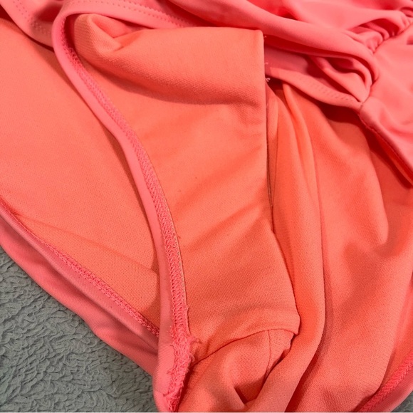 LA BLANCA Twist Front Bandeau One Piece Pink Coral Swimsuit Size 12 - Picture 10 of 12